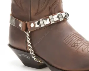 Arneses rockeros Sendra cuero marrón con tachuelas estilo heavy