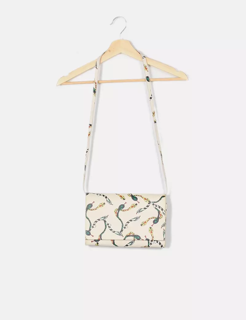 Bimba&Lola Bandolera blanca print serpientes