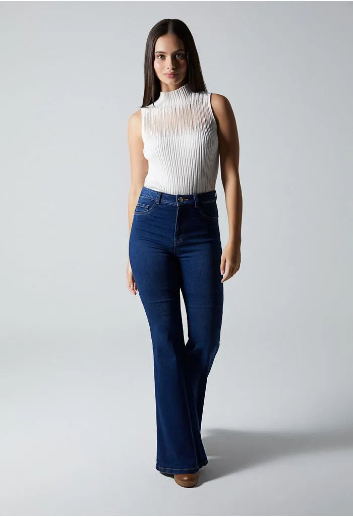 Blusa manga sisa con transparencia en fr