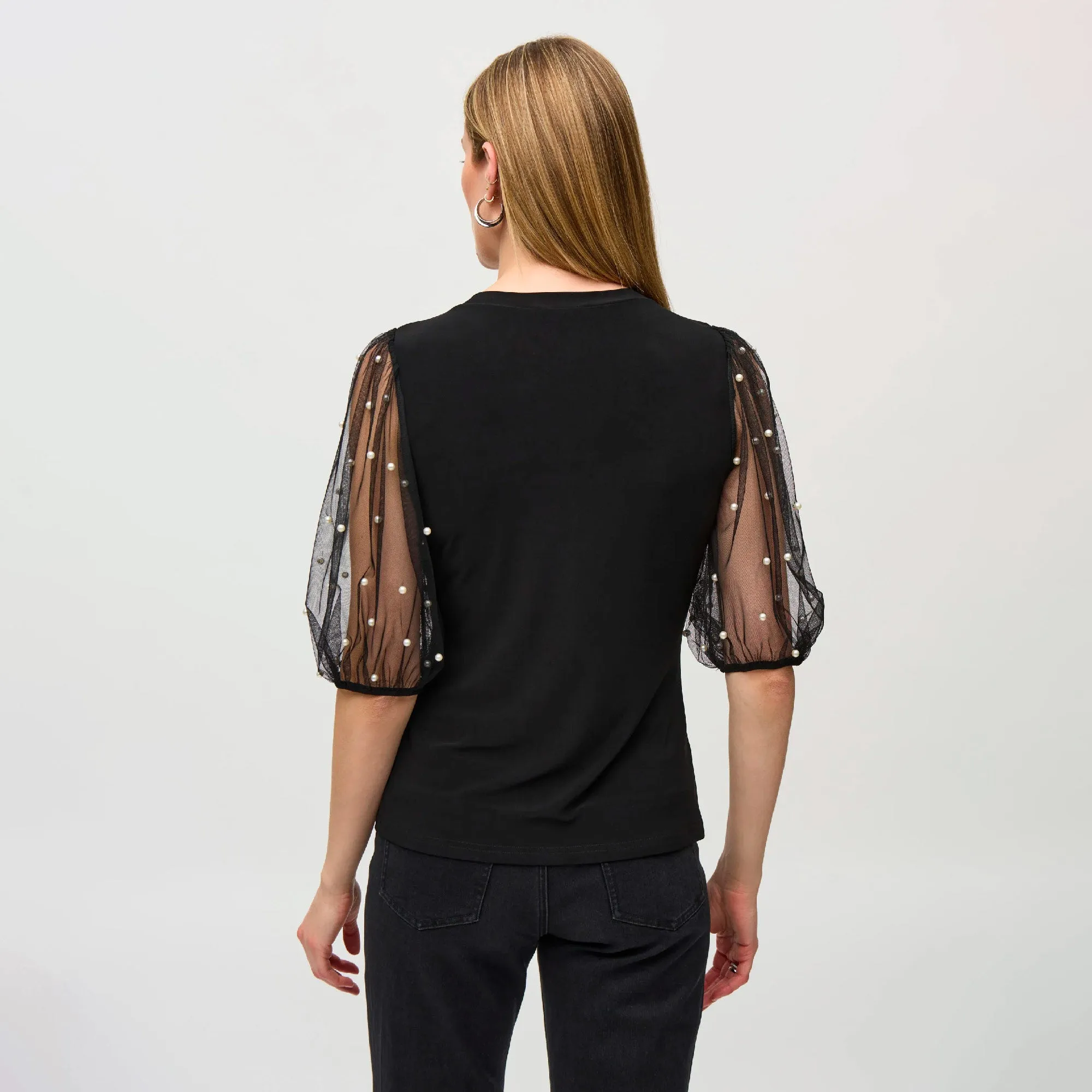 Blusa Punto Sedoso Mangas de Malla Joseph Ribkoff 244189