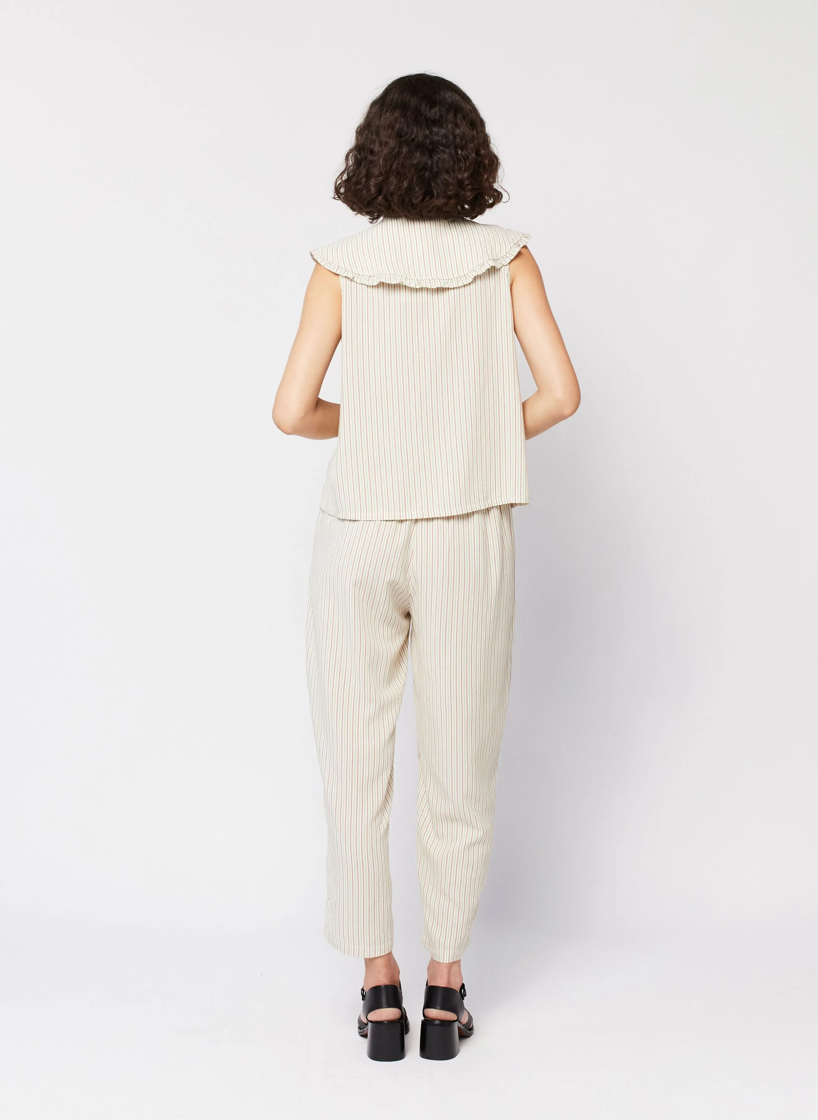 BOBO CHOSES Pantalón ancho de rayas en blanco