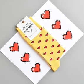 Calcetín AmorSocks Corazones 8 Bits Yellow