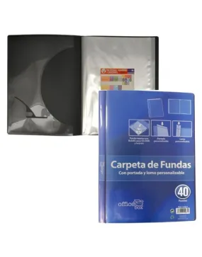 CARPETA PERSONALIZABLE DE 40 FUNDAS A4 OFFICE BOX COLOR NEGRO (14467)