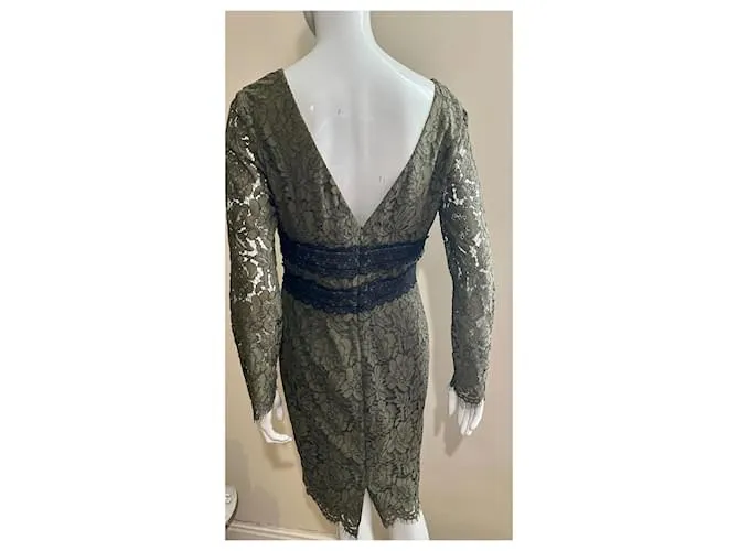 Diane Von Furstenberg Vestido de encaje DvF Viera en un impresionante verde oliva 