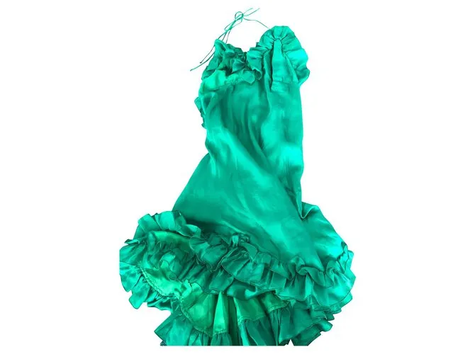 Dsquared2 Vestido de volantes de seda Verde 
