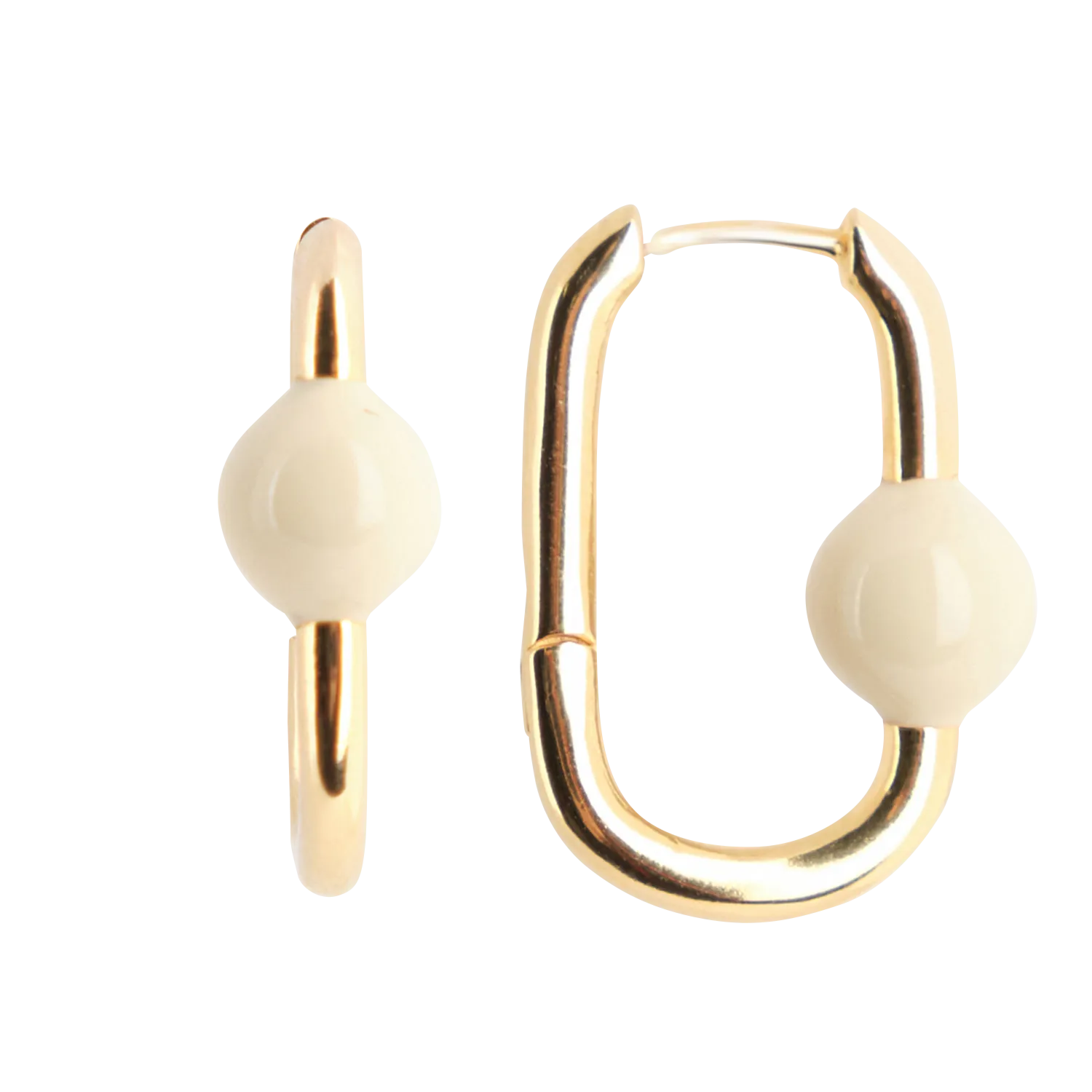 FEEKA GEORGINA - Pendientes rectangulares con perlas en blanco