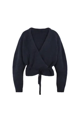 Gather, marine jacket in merino wool and silk alpaca knit