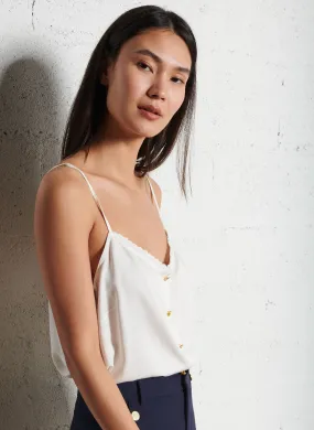 I CODE Top con cuello cuadrado en blanco