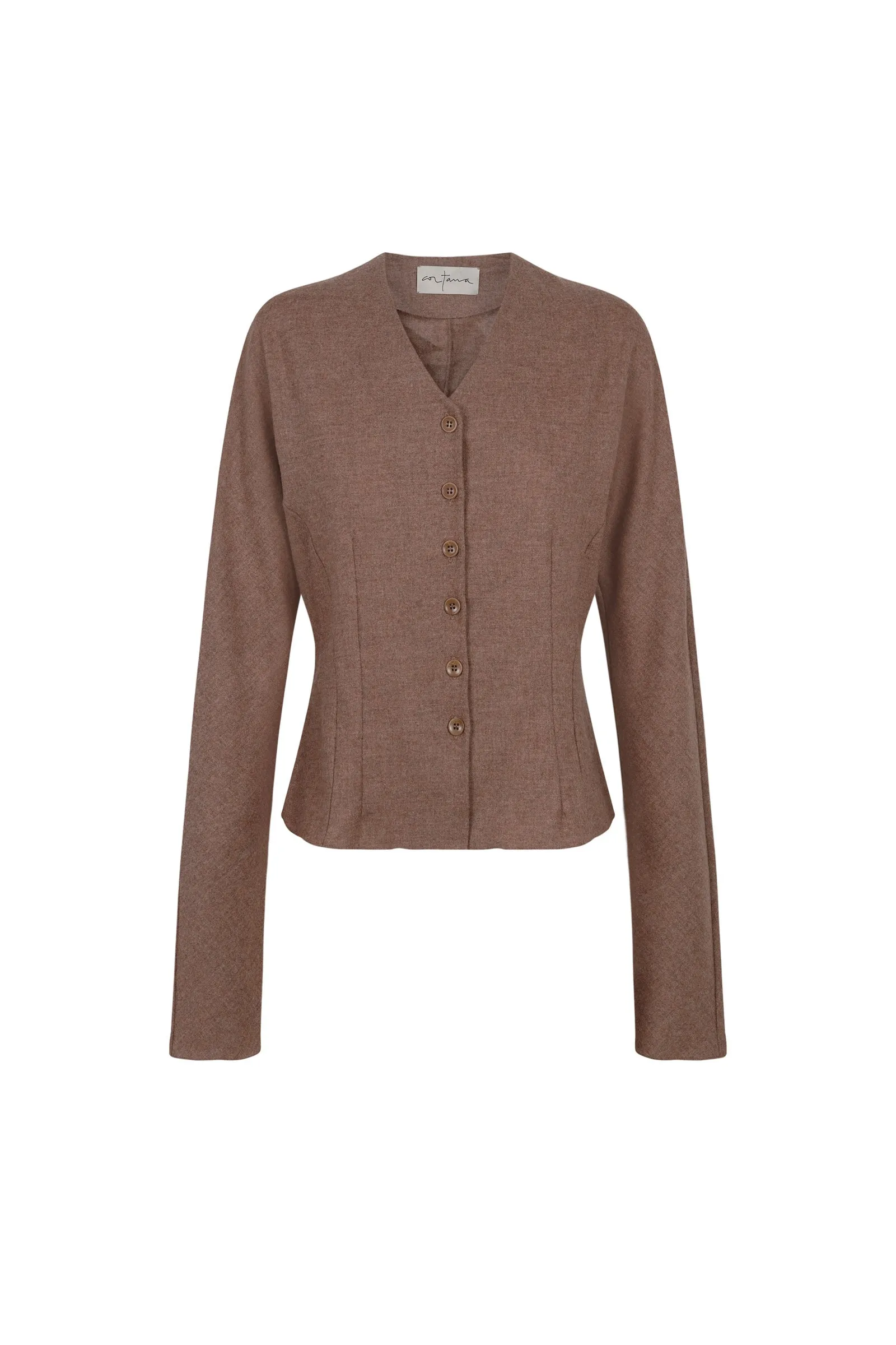 Lanna, cappuccino jacket in virgin wool and cashmere