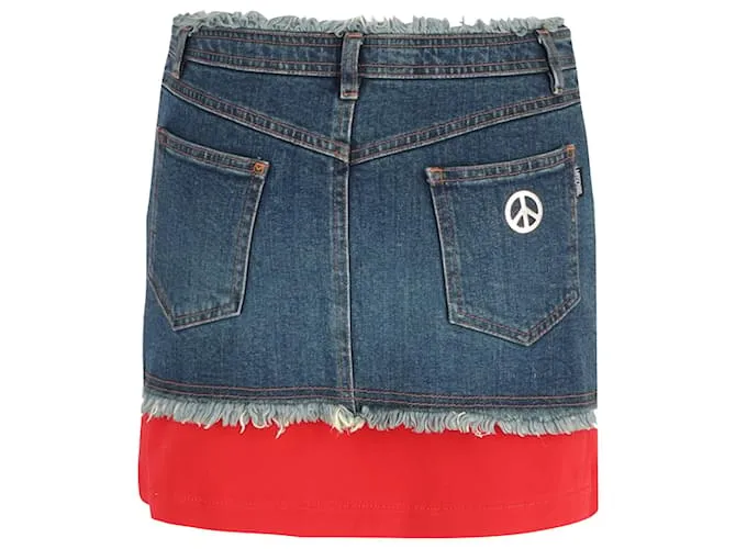 Minifalda con panel Moschino en algodón rojo y denim azul Roja 