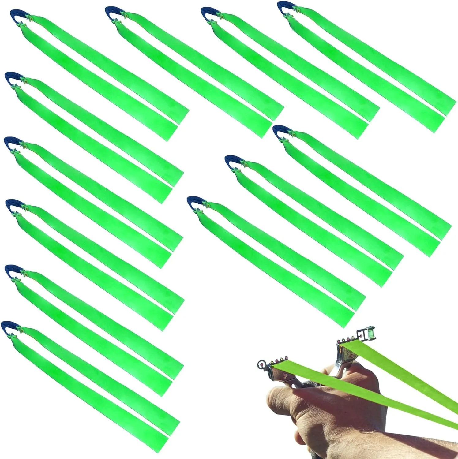 NAYAINOVA (12 Piezas) - Gomas Elasticas para Tirachinas Profesional de Caza y Tiro - Resortera - Goma Elastica Plana 1 2 mm Pote