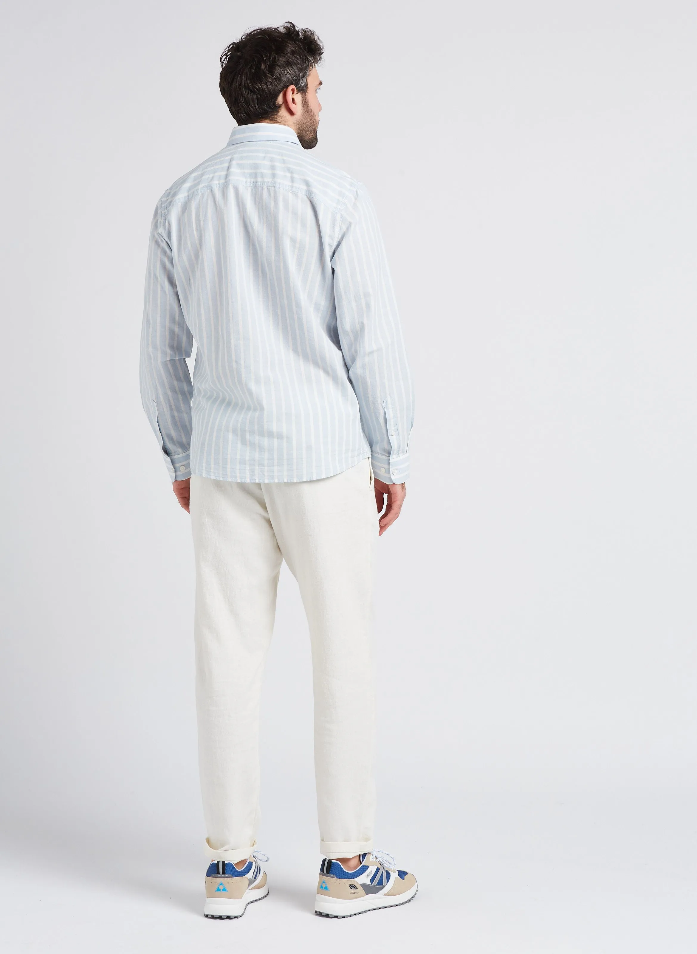 SELECTED Pantalón recto de mezcla de algodón orgánico en blanco