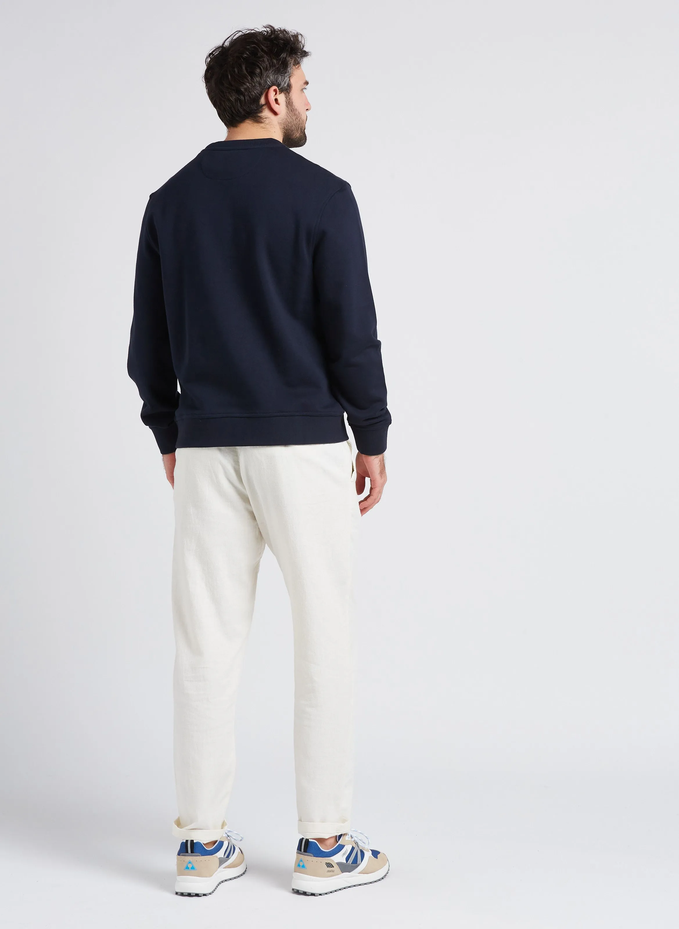 SELECTED Pantalón recto de mezcla de algodón orgánico en blanco