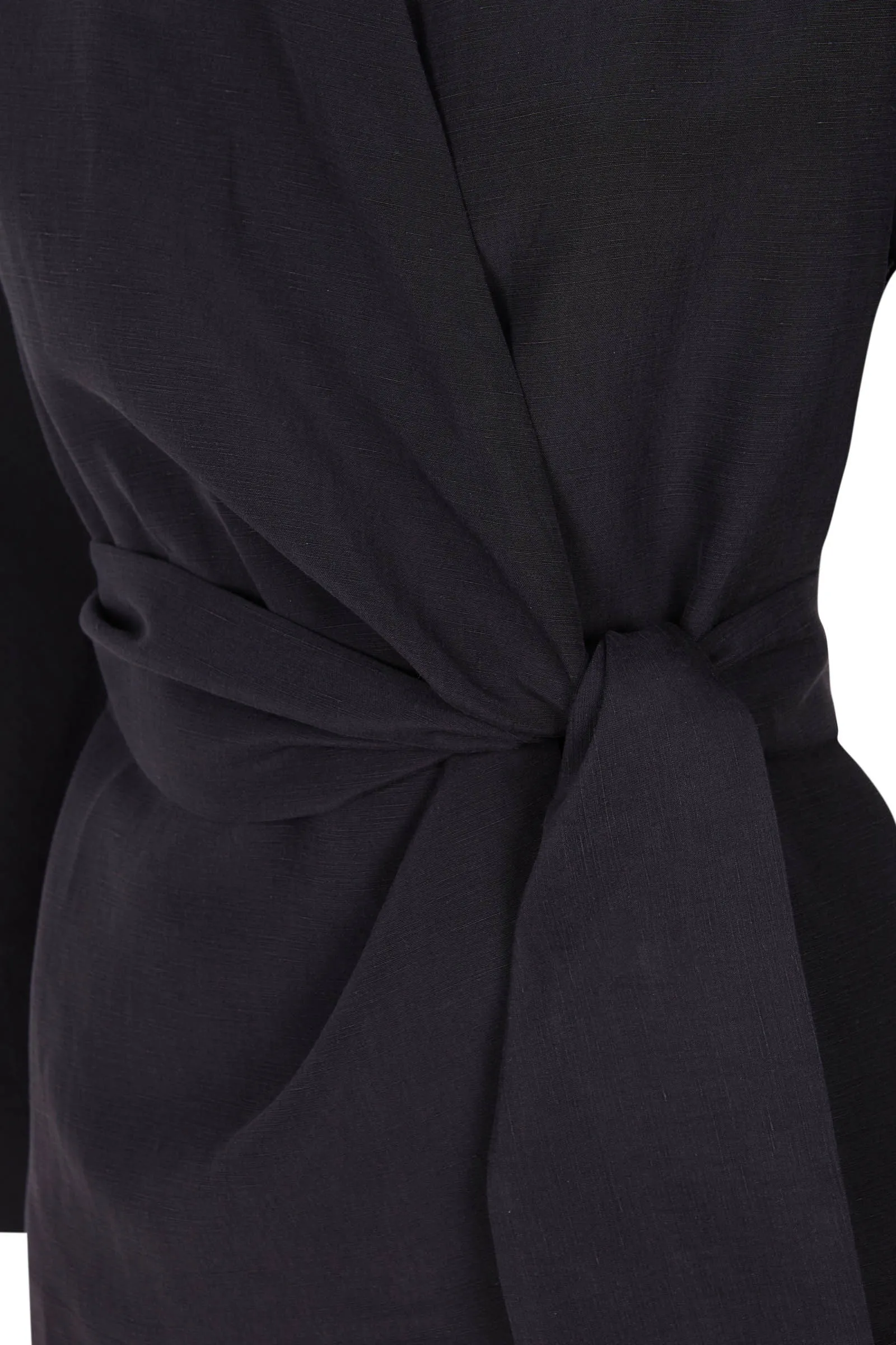 Simona, gray linen and silk wrap jacket