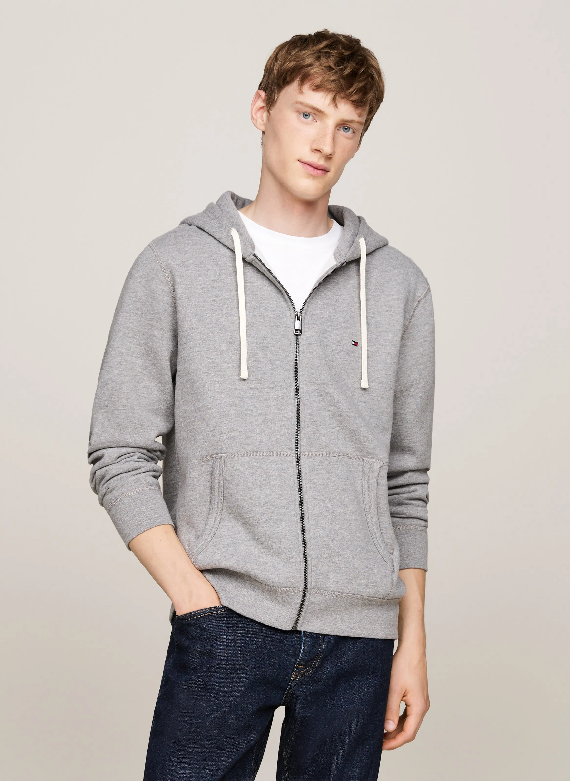 Sudadera con cuello redondo y aplique de rejilla en gris