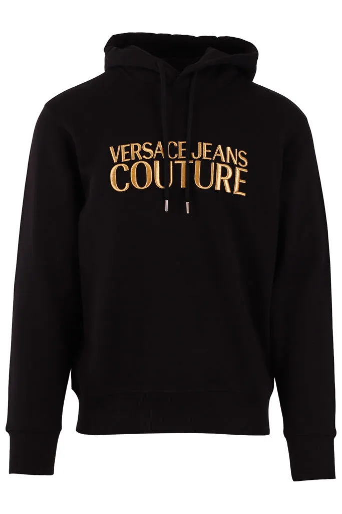 Sudadera negra con capucha con logo bordado