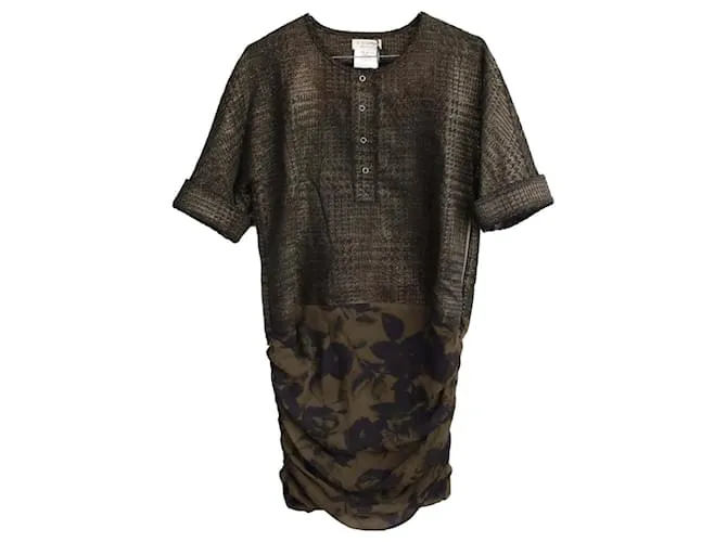 Vestido bimateria Roseanna 34 Dorado Caqui Verde oscuro 