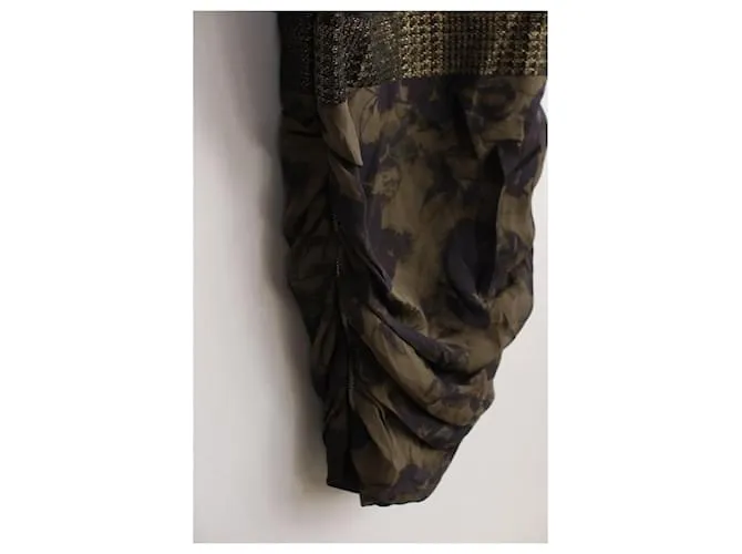 Vestido bimateria Roseanna 34 Dorado Caqui Verde oscuro 